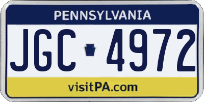 PA license plate JGC4972