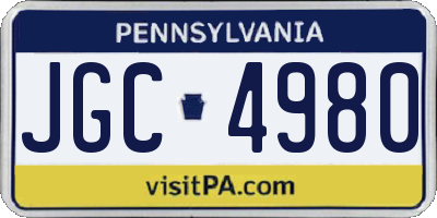 PA license plate JGC4980