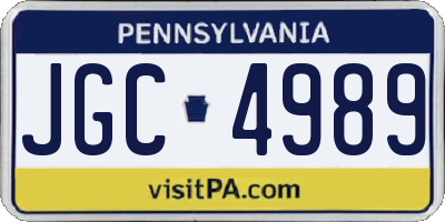 PA license plate JGC4989