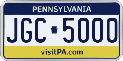 PA license plate JGC5000