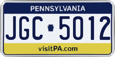 PA license plate JGC5012