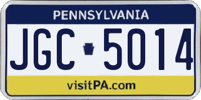 PA license plate JGC5014