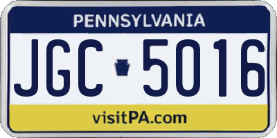 PA license plate JGC5016