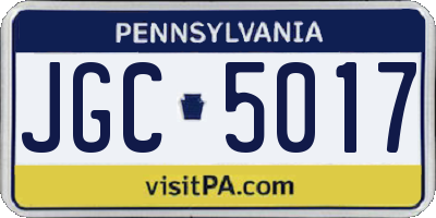 PA license plate JGC5017