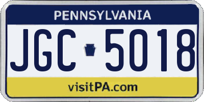 PA license plate JGC5018