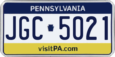 PA license plate JGC5021