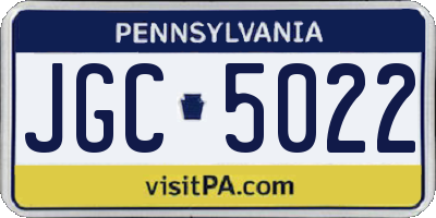 PA license plate JGC5022