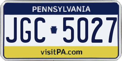 PA license plate JGC5027