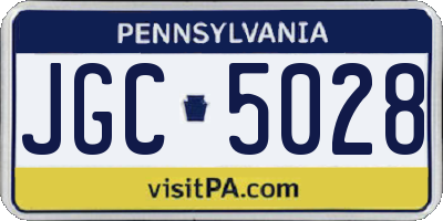 PA license plate JGC5028