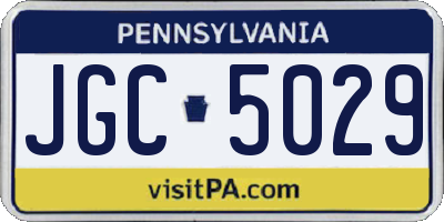 PA license plate JGC5029