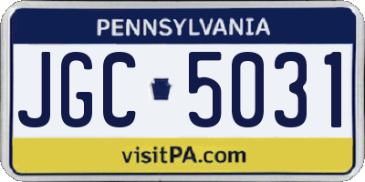 PA license plate JGC5031