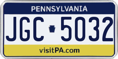 PA license plate JGC5032