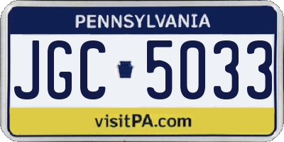 PA license plate JGC5033