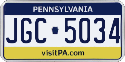 PA license plate JGC5034