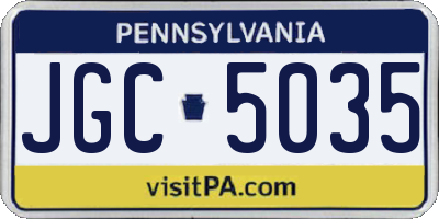 PA license plate JGC5035