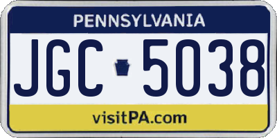 PA license plate JGC5038