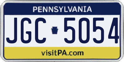 PA license plate JGC5054