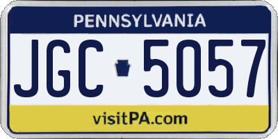 PA license plate JGC5057