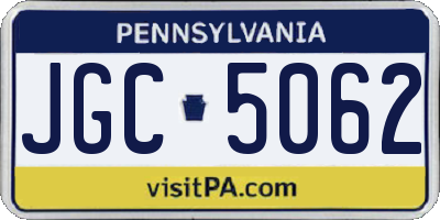 PA license plate JGC5062