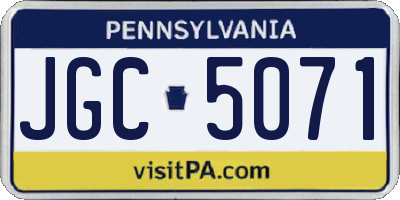 PA license plate JGC5071