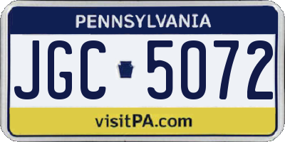 PA license plate JGC5072