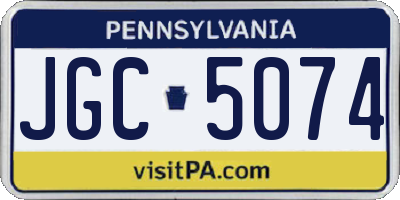 PA license plate JGC5074