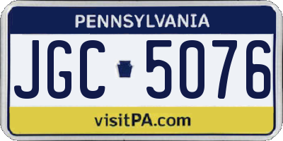 PA license plate JGC5076