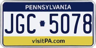 PA license plate JGC5078