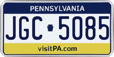 PA license plate JGC5085