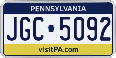 PA license plate JGC5092