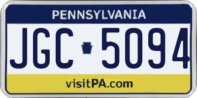 PA license plate JGC5094
