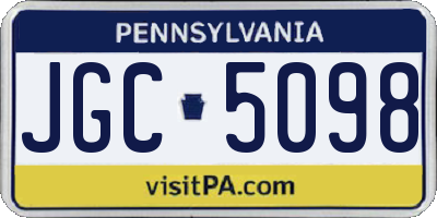 PA license plate JGC5098