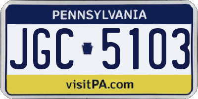 PA license plate JGC5103