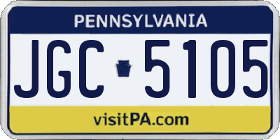 PA license plate JGC5105