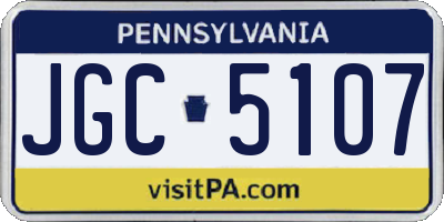 PA license plate JGC5107