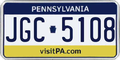 PA license plate JGC5108