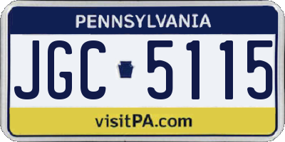 PA license plate JGC5115