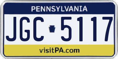 PA license plate JGC5117