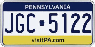 PA license plate JGC5122