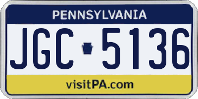PA license plate JGC5136