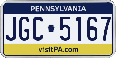 PA license plate JGC5167