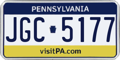 PA license plate JGC5177