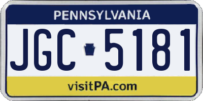 PA license plate JGC5181