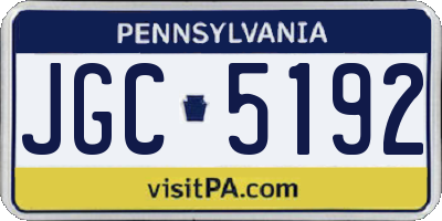 PA license plate JGC5192