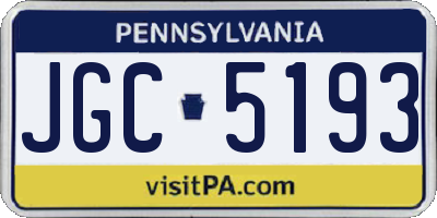 PA license plate JGC5193
