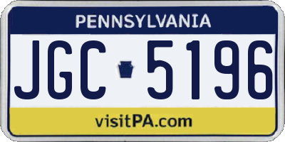 PA license plate JGC5196