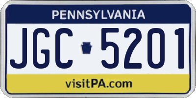 PA license plate JGC5201
