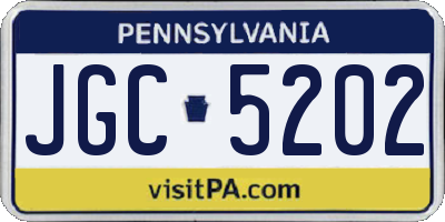 PA license plate JGC5202