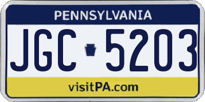PA license plate JGC5203