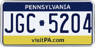 PA license plate JGC5204